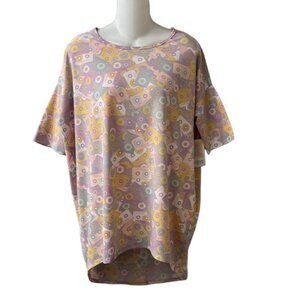 LuLaRoe Irma Womens Loose Knit High-Low Tunic Size XS Pastel Casettes Print